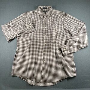 Nautica Button Down Shirt Mens L Gingham Check Long Sleeve Casual Dress Shirt